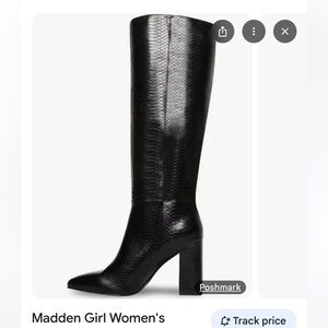 Madden Girl Black Over-the-Knee Block Heel Boots